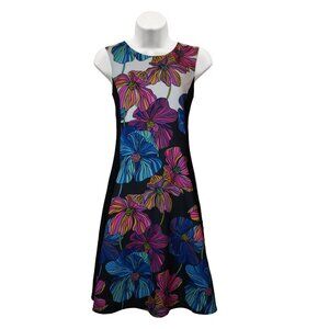 JOSEPH RIBKOFF Colorful Floral Sleeveless Stretch Fit & Flare Dress Sz 8